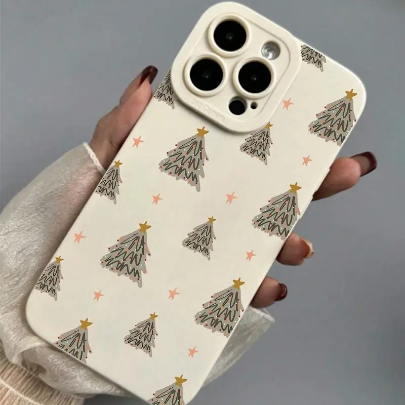 Christmas Tree Pattern Phone Case, Cute Decorative Phone Protector Cover, Anti-drop Shockproof Phone Cases Compatible with iPhone 11 12 13 14 15 Pro M