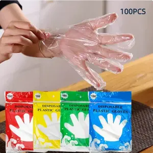 Food Grade Transparent Disposable Plastic Gloves, 100/200/300 Pcs, Kitchen Cooking, Cleaning, Kitchen Gloves For Washing Dishes, Restaurant Service, Lead-Free