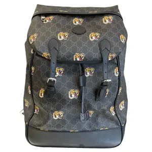 Pre-owned Coated Canvas backpack Gucci GG Supreme Tiger Head Print Backpack