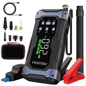 Featou 9000A Portable Car Jump Starter with Air Compressor, Blower, 12V Car Battery Jump Starter (All Gas/12L Diesel), 150PSI Tire Inflator, Large LCD Display