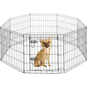 CAPHAUS 24/30/36 Inch Height Bold Metal Foldable Heavy-Duty Pet Playpen with Door, 8 Panels Included, Indoor/Outdoor Portable Kennel for Dogs/Animals, Exercise Fence Cage for Yard, RV, Camping