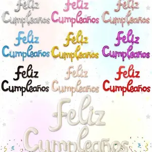 Feliz Cumpleaños 3pcs Set Spanish Happy Birthday Foil Balloon Set Cream Caramel Gold Silver Pink Rose Gold Blue Pink Red Black Hanging Balloons for Birthday Parties Home Events Room Decoration