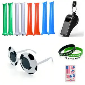 23PCS Soccer Game Day Fan Accessory Kit - Cheer Sticks, Whistle, Wristbands, Face Stickers, Sunglasses for Stadium Events, Parties