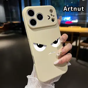 Straight Edge Phone Case for iPhone 17 15 16 14 Pro Max 13 12 11 XR XS Plus Air E  Angry Gaze Pattern Anti-Scratch Shockproof TPU Bumper Drop-proof Cover Cellphone Protective
