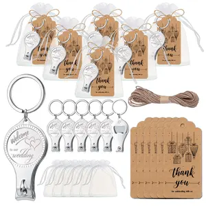 Wedding Party Favors Set, Multifunctional Keychains with Sheer Bags & Thank You Cards, Perfect Bridal Shower Gifts for Women, Metal Material