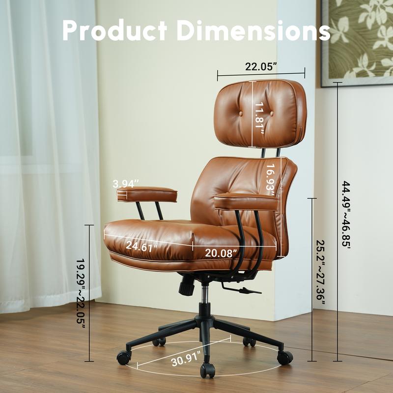 CAODOC Ergonomic Office Chair, Big & Tall Suede Desk Chair with Adjustable High Back, Lumbar Support, Swivel & Rocking Functions