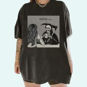 New Shirt "COFFEE FIRST YOUR LATER" Skeleton Tee For Women, Unisex Cotton T-Shirt, Menswear, Womenswear, Y2K 90s Graphic Shirt, Halloween Shirt