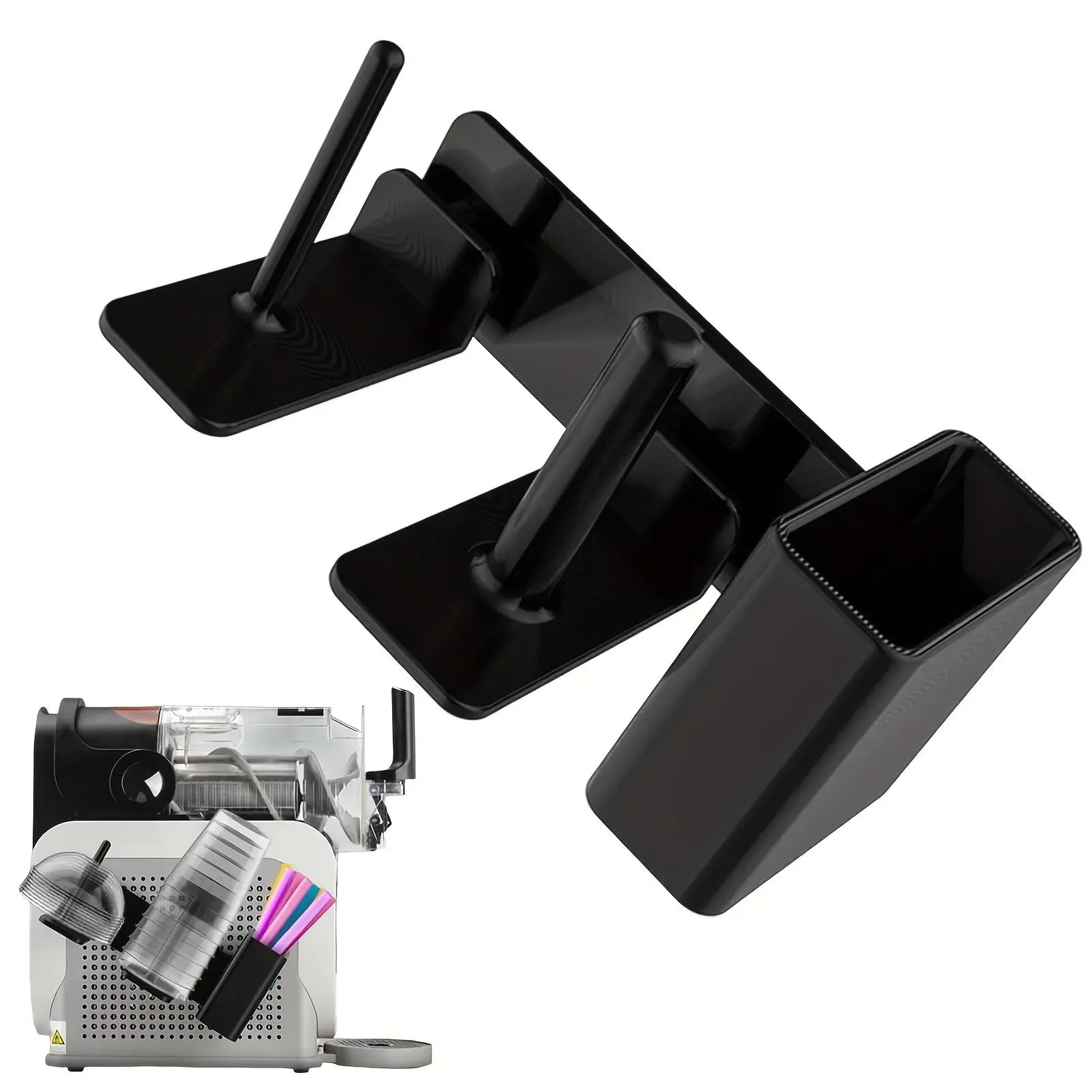 Slushie Machine Cup Organizer - 3-in-1 Side-Mounted Cup Organizer for Ninja Slushie Machine FS299 FS300 FS301 Side-Mounted Holder for Cups Lids & Straws Storage Cup Holder Ninja Slushy Accessories