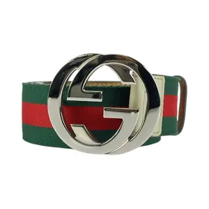 Pre-owned GUCCI Patent Leather Small Leather Goods Interlocking Canvas/Leather Belt
