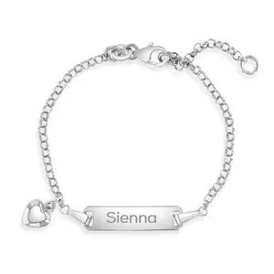 5.5"-6" Polished Puff Heart Kids / Children's / Girls Bracelet Extension - Sterling Silver