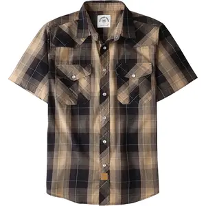 Western Shirts for Men Short Sleeve Plaid Pearl Snap Button Up Cowboy Casual Work ShirtGift