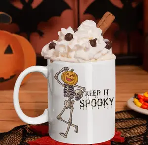 Pumpkin Skeleton Mug, Halloween Mug, Pumpkin Mug, Cute Halloween Mug, Halloween Gift Idea, Classic Halloween Mug, Spooky Monster Mug 11 oz