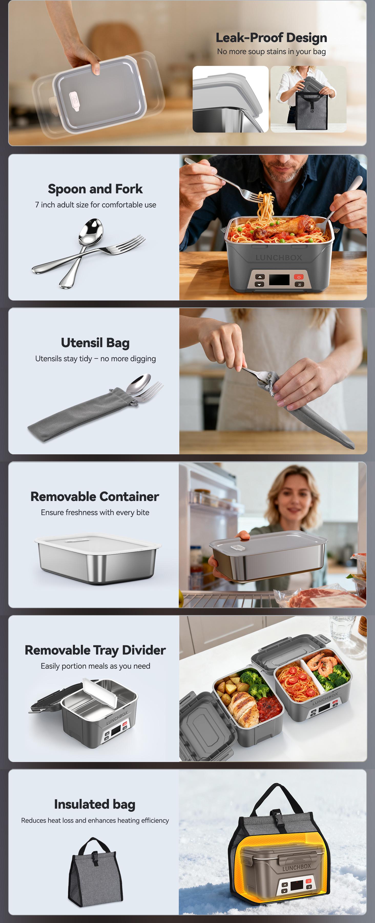 Docusvect Cordless Electric Lunch Box for Adults, Battery Powered Heated Lunch Box with Memory Function, 5.5 Cups Rechargeable Self Heating Food Heater, Portable Thermal Food Warmer for Work, Car, Camping & Travel,grey Docusvect Cordless Electric Lunch Box for Adults, Battery Powered Heated Lunch Box with Memory Function, 5.5 Cups Rechargeable Self Heating Food Heater, Portable Thermal Food Warmer for Work, Car, Camping & Travel,grey