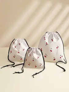 Cherry Pattern Drawstring Bag, Multi-Purpose Storage Bag, Portable Travel Dustproof Bag, Mommy Diaper Bag, Jewelry Cosmetic Gift Bag
