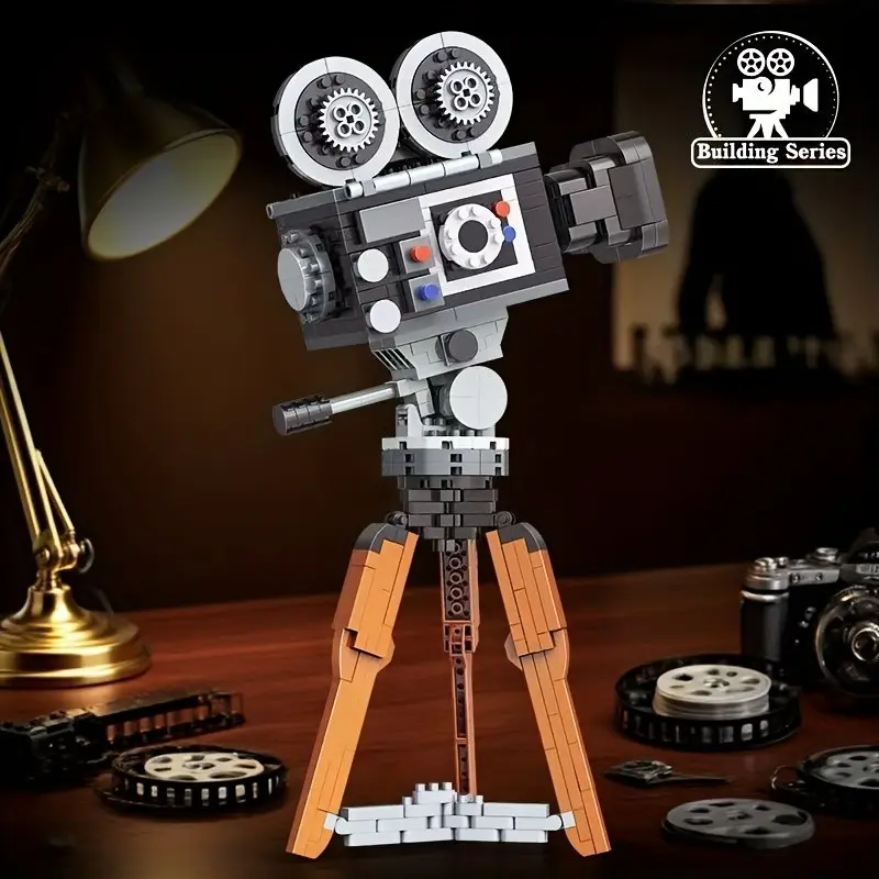 DIY Building Block Camera Desktop Decoration, Vintage Camera Model Creative Puzzle Decor, Collectible Assembly Kit, Perfect Gift, Crafts, Interlocking Building Block