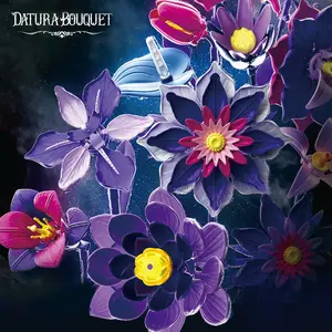 Purple Bouquet Building Set, Halloween Flowers Botanical Collection Kits for Adults Women - Gothic Home Office Table Centerpiece Decor 528pcs, Artificial Flower Bouquet