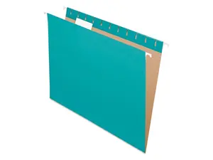 Pendaflex Essentials Colored Hanging Folders 1/5 Tab Letter Aqua 25/Box 81616