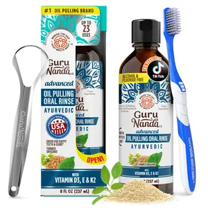 GuruNanda Advanced Oil Pulling Mouthwash with Sesame & Oregano Oil, Promotes Deep Cleaning and Enhances Oral Care , Alcohol-Free, 8 fl oz GuruNanda Advanced Oil Pulling Mouthwash with Sesame & Oregano Oil, Promotes Deep Cleaning and Enhances Oral Care , Alcohol-Free, 8 fl oz