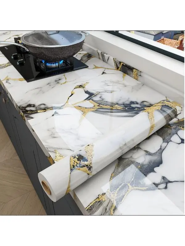 Self Adhesive Marble Contact Paper - Waterproof Peel and Stick Furniture Sticker for Cabinets, Countertops, Home Renovation Decor