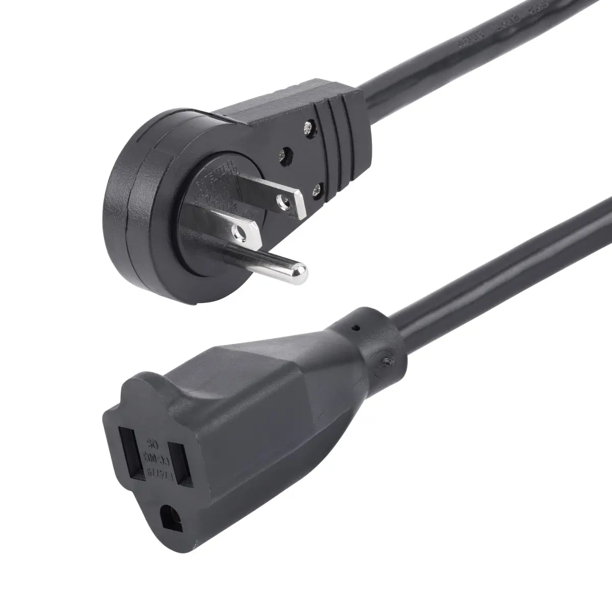 Startech RTPAC10110 10 ft Power Extension Cable - 360-Degree Rotating Straight Plug, Flat Plug Design, Durable PVC Connectors, UL Certified, Noise-Free Black Audio & Video Accessory, Pvc Jacket