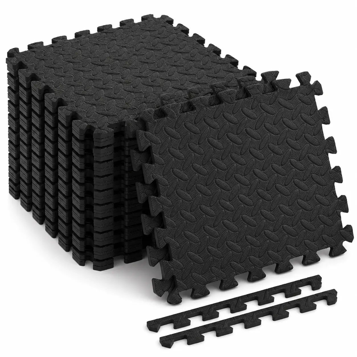 48-Piece Puzzle Shape Interlocking EVA Foam Floor Mats Set - 12"x12"x0.4" Leaf Texture, Sound Insulation, Shock Absorption Gym Flooring for Home Gym, Basement, Outdoors Floor Protection, Indoor/Outdoor, High-Density Eva, Easy Maintenance, Flexible Customi