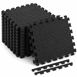48-Piece Interlocking EVA Foam Floor Mats, 12"x12"x0.4" Leaf Texture Gym Flooring, Home Decor Mat for Home Gym, Workout Area & Floor Protection