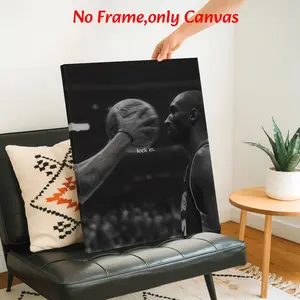 Modern Wall Art, Kobe Bryant Lock In Poster, Motivational Basketball Art Printing, Black White Canvas Decoration, Living Room Aesthetic, Perfect Gift For Basketball Lovers, Framed.