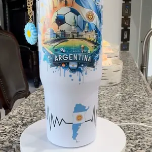 Argentina Soccer Personalized Tumbler 30 oz, Stainless Steel Tumbler, Argentinian Gift, Custom Soccer Fan Cup, Argentina Flag, Drinkware Reusable Stylish Portable Washable Lid Straw