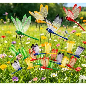 3D Colorful Dragonfly Stakes, 8 Pack Weatherproof Decor For Garden, Lawn & Flower Pots