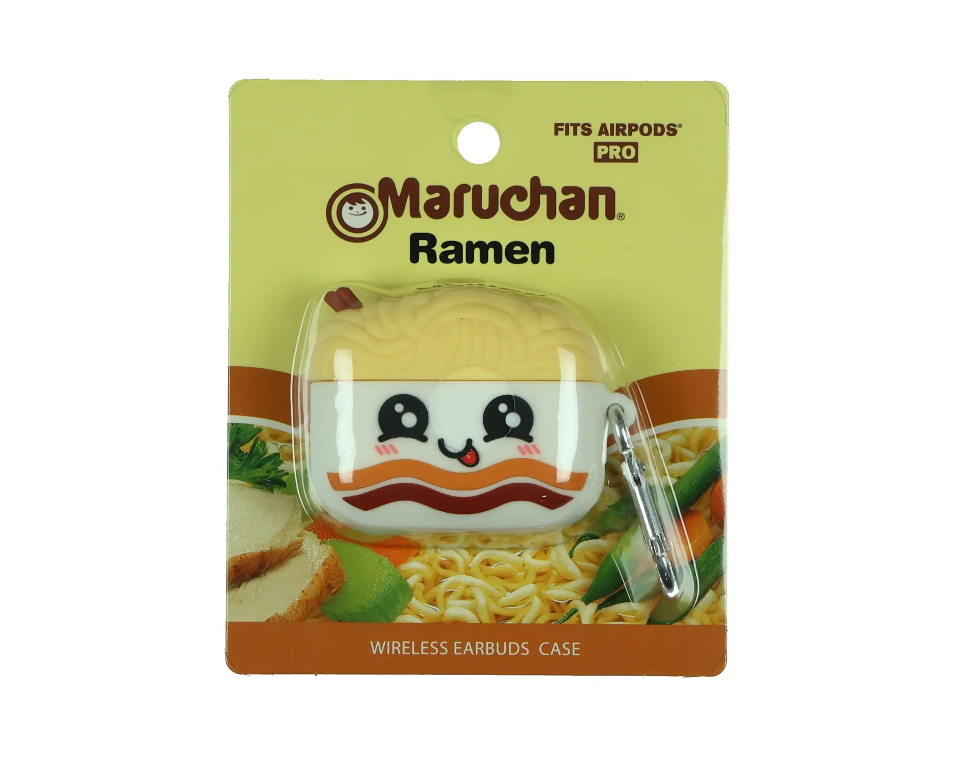 Maruchan Audio Wireless Earbud Case Shell with Grip, Port Access, Carabiner Clip, Instant Lunch Holder, Charging