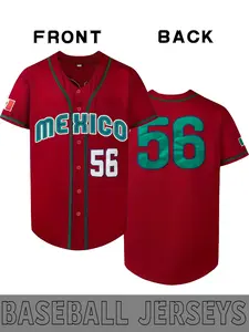 Men's Mexico Colorblock Vintage Baseball Shirt, Mexico Embroidered Short Sleeve, Casual Loose Fit, Sports & Daily Wear, Embroidered Western Baseball Jersey