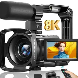 New Video Camera 8K 48MP 15FPS Ultra HD WiFi Vlog Camera with Infrared Night Vision 3-inch Touch Screen 18x Digital Zoom Flashlight Mic Outdoor Shooting