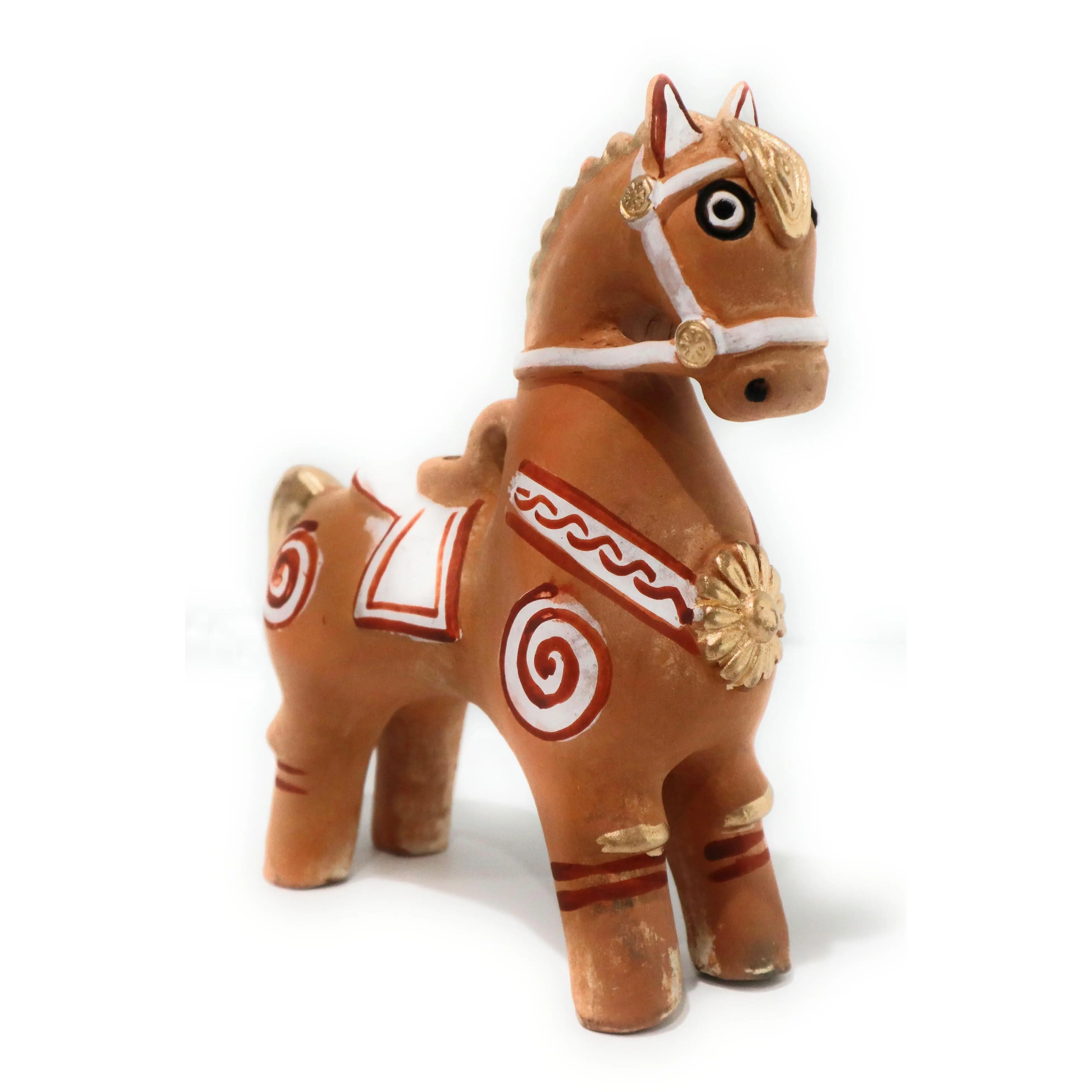 Pucara Horse Natural Color Ceramic  Peruvian Folk Art Pottery Caballo de Pucara Terra-Cotta Natural Color Prosperity Good Luck Amulet 7.5 Inch Tall