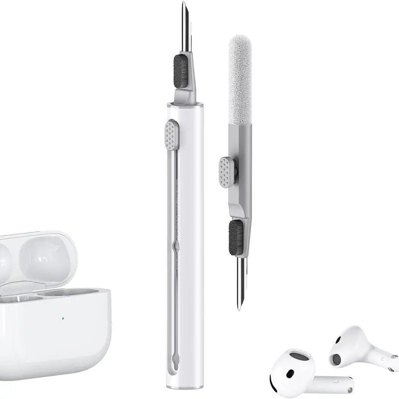 Cleaner Kit for Airpods Pro 1 2 3 4 Series,Multi-Function Cleaning Pen Tool for Earbuds Headphone iPhone Speaker Receiver Electronic Electronic Devices,with Soft Brush Flocking Sponge -White Camera Digital