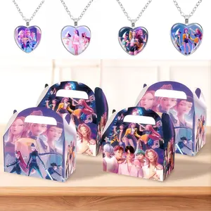 Cartoon devil themed cardboard boxes, 12-pack - 2 designs (6 of each), containing 4 necklaces. Perfect for use as party favor wrapping, birthday supplies, and decorative gifts.