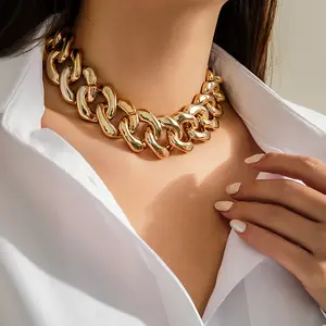 Trendy Punk Style Hip-hop Thick Chain Necklace, Exaggerated Geometric Minimalist Fashion Ladies Casual Vacation Versatile Necklace