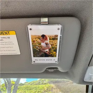 2/4/6PCS Car Picture Holder for Sun Visor – Magnetic 2.36"x3.5" Car Visor Photo Clip,Wallet-Size Clear Acrylic Car Picture Frame,Perfect for Polaroid Go and Instax Mini,Unique Gift for Couples,Stylish Automotive Accessory, Car Accessories