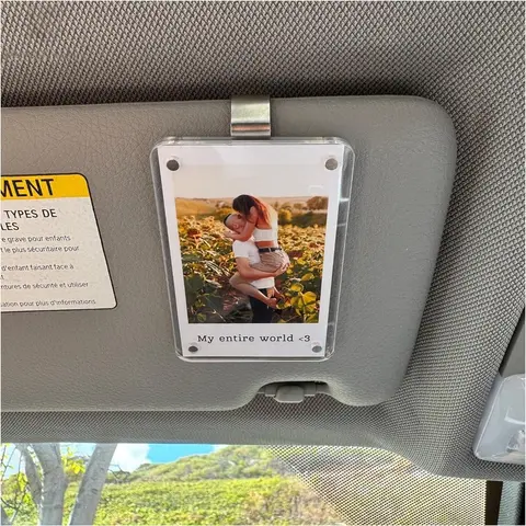 Magnetic Car Sun Visor Picture Holder (2/4/6Pcs) - 2.36x3.5in Wallet-Size Acrylic Frame for 3-inch Photos, Polaroid Go, Instax Mini, Car Interior Accessories, Casual Driving Use, Easy Maintenance, Stylish Home Decor Gifts for Couples & Him