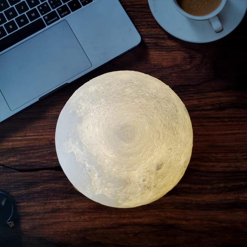 Lunar Miracle - Magnetic Levitating Moon Lamp with 3D Printed Craters - Mesmerizing Night Light for Bedroom, Office & Home Decor - 3 Color Modes, Creates a Futuristic Ambiance