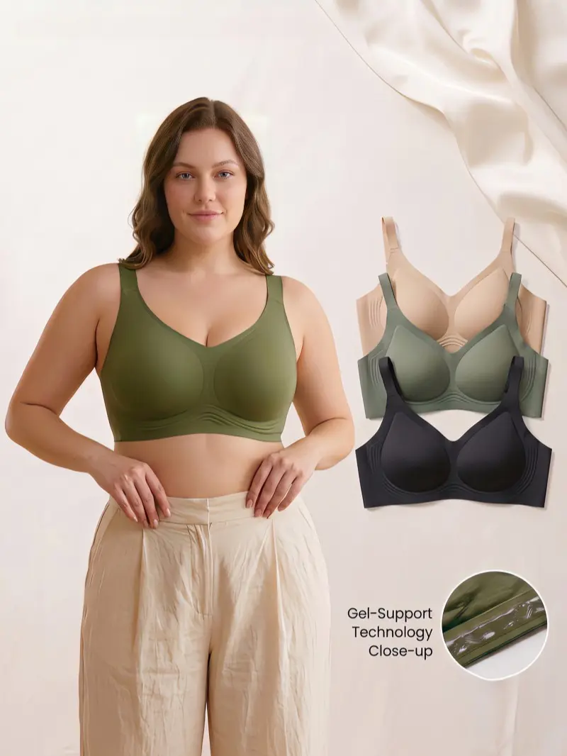 Wireless Lift & Support Bra for Large Bust 1XL-4XL Plus-Size Full Coverage Comfortable Anti-Slip Smoothing Bras Bridal