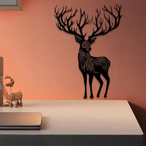 1pc Art Deco Deer Metal Wall Art, Art Deco Deer Statue Mural, Perfect for Living Room Wall, Christmas Decor, Ideal Gift for Nature Lovers, Elegant Metal