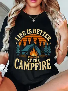100% Cotton Camping Life Is Better At The Campfire Funny Camper T-Shirt