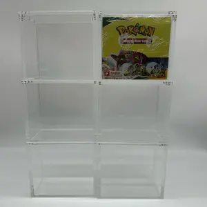 6 Pokemon Booster Box Acrylic Cases with Magnetic Lid and UV Protection. Booster boxes not included