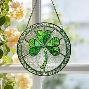 Shamrock Stained Glass Suncatcher, Trefoil Sun Catcher, Clover Wall Hanging Decor, St. Patrick's Day Decor