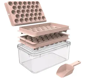 Round Ice Cube Tray with Lid, 1 Count Easy Release Ice Ball Mold, Ice Tray for Chilling Whiskey, Cocktails, Tea, Coffee and Drinks