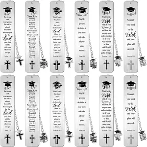 12 count Metal  Verse Bookmark Christian Graduation Gifts Inspirational  Chain Religious Graduation  Class of 2026 for Graduates College High Middle School Student Grad Him Her