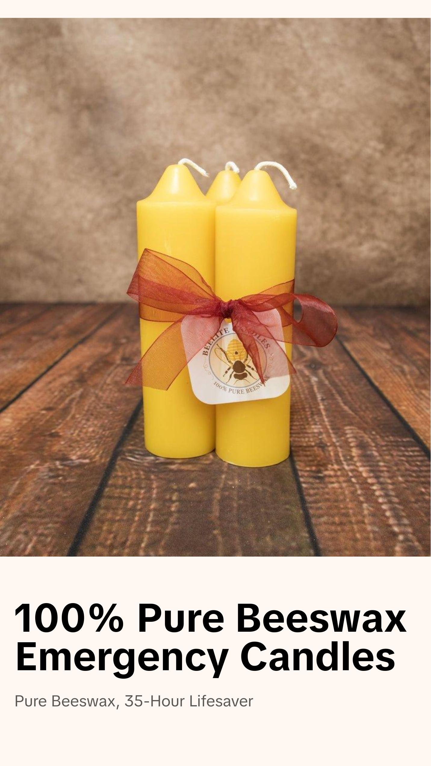 100% Pure Beeswax Emergency Candles