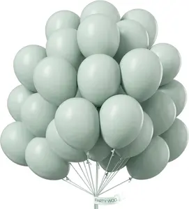 PartyWoo Dusty Green Balloons 50pcs 12 Inch Sage Olive Eucalyptus Green Boho Neutral Latex Helium Balloons for Baby Shower Wedding Jungle Dinosaur Themed Birthday Party Decorations Green-F35