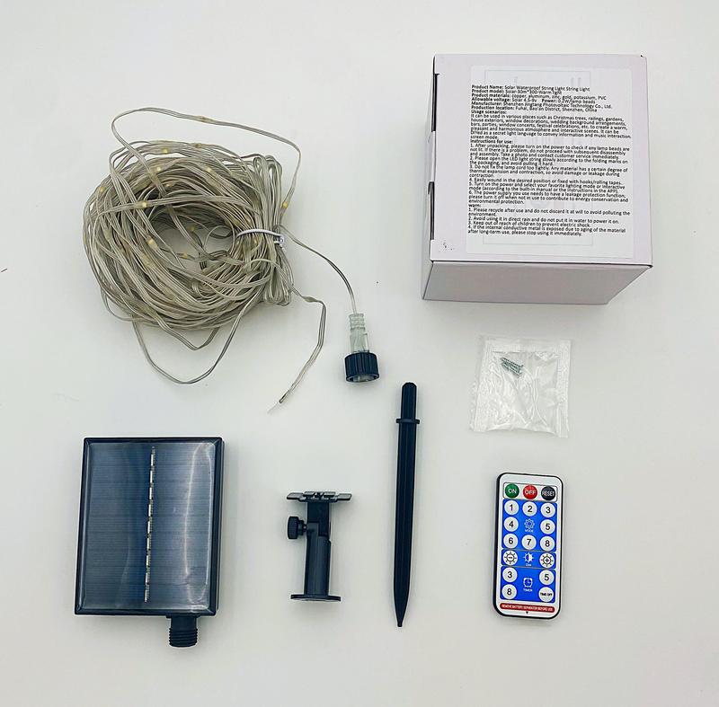 IP68 Solar Rope String Lights Outdoor with Remote, 10M 300LED Warm White Fairy Lights, 3-Wire Flat Cable, Timer Function, Solar-Powered Decorative Lights for Garden Patio Porch Pool