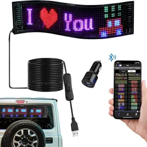 Led Sign with 3m Adhesive & Car Charge, Programmable Flexible Usb 5v Led Matrix Panel Set, Custom Text Mode Animated Rolling Led Display, Summer Gift Ideas